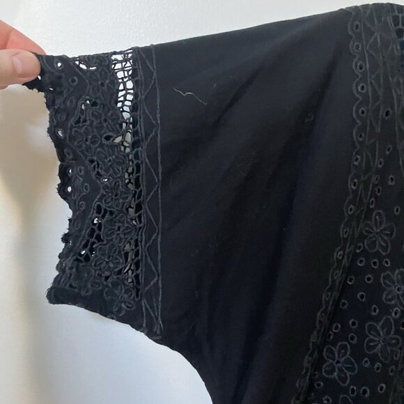 Y2K Yaya Blouse Womens XL Black Boho Witchy Lace Whimsigoth 90s Vintage - Picture 2 of 7